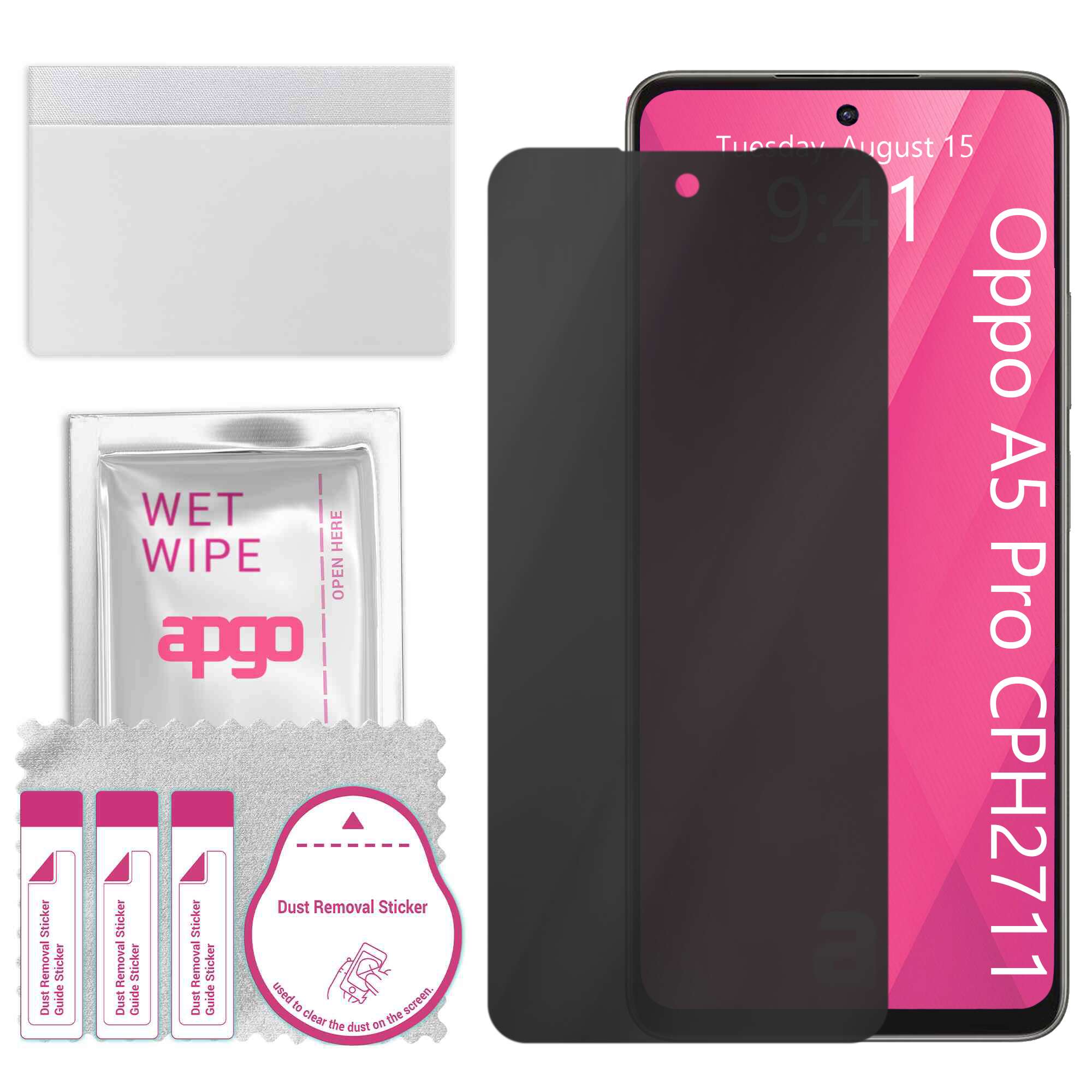 Sticla de protectie PRIVACY apgo pentru Oppo A5 Pro CPH2711 – sticla hibrid, full glue, flexible glass