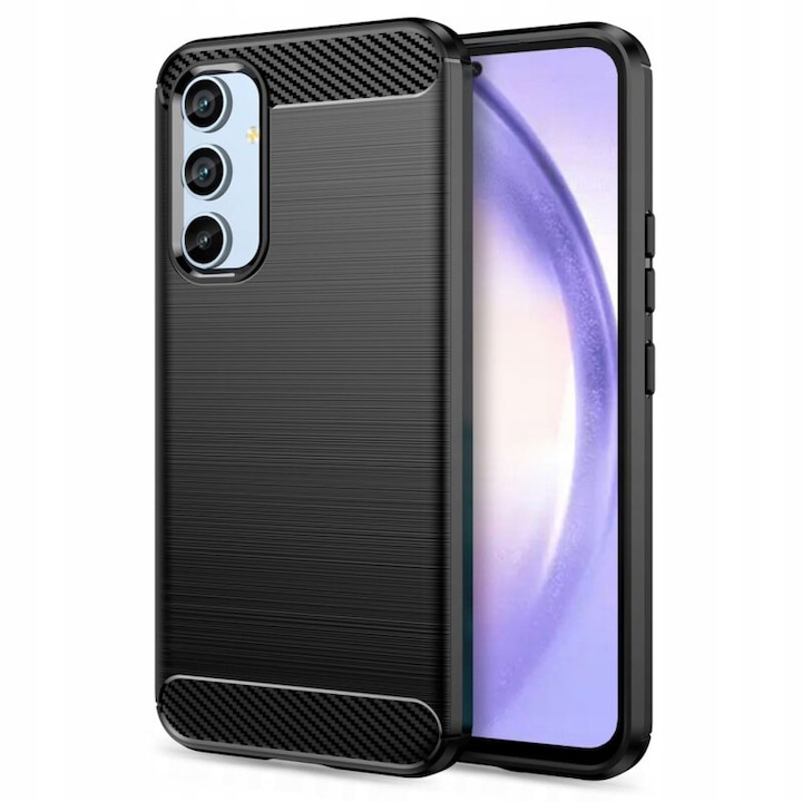 Husa compatibila cu Samsung Galaxy A54 5G TPU Ultra Protect Slim Anti-Soc, Fibra de Carbon, Negru