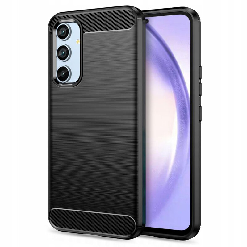 Husa compatibila cu Samsung Galaxy A54 5G TPU Ultra Protect Slim Anti-Soc, Fibra de Carbon, Negru