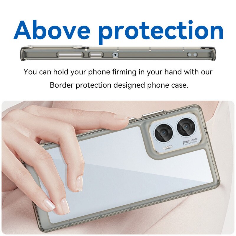 Husa telefon, pentru Motorola Edge 50 Fusion De inalta calitate Hard Backplane Soft Border Pure si Luminos Simtire confortabila, Gri, ransparent