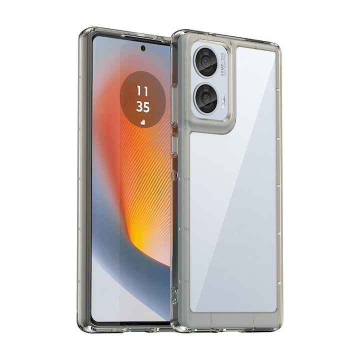 Husa telefon, pentru Motorola Edge 50 Fusion De inalta calitate Hard Backplane Soft Border Pure si Luminos Simtire confortabila, Gri, ransparent