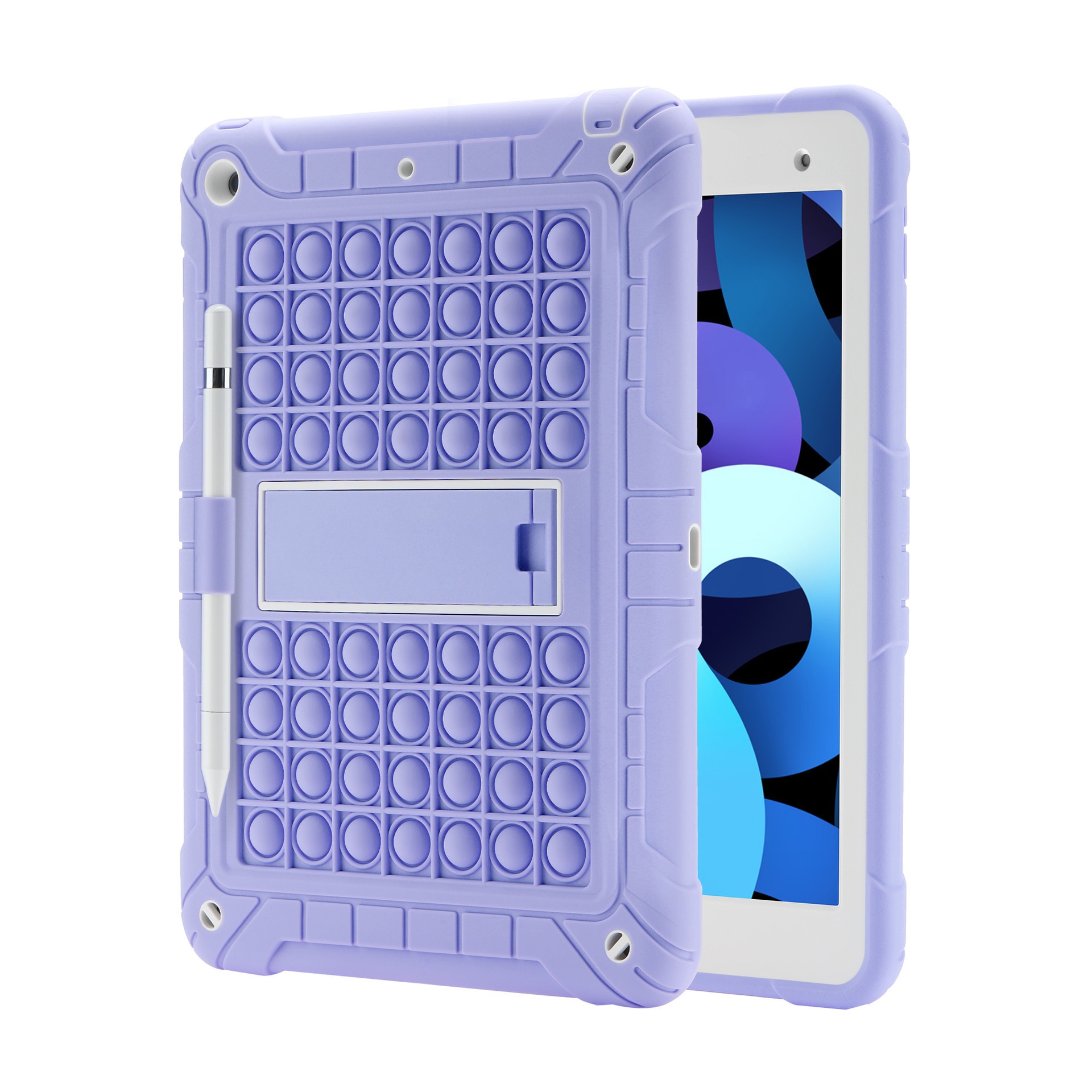 Husa tableta, 10.2 inch, violet pal, cu suport din silicon