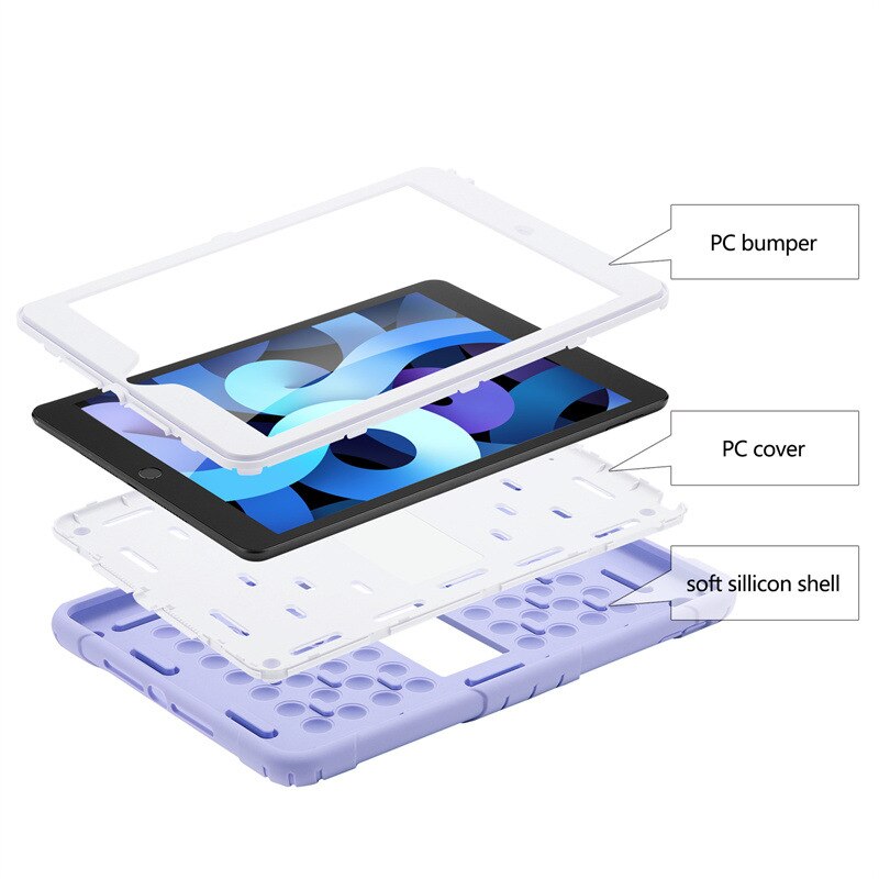 Husa tableta, 10.2 inch, violet pal, cu suport din silicon