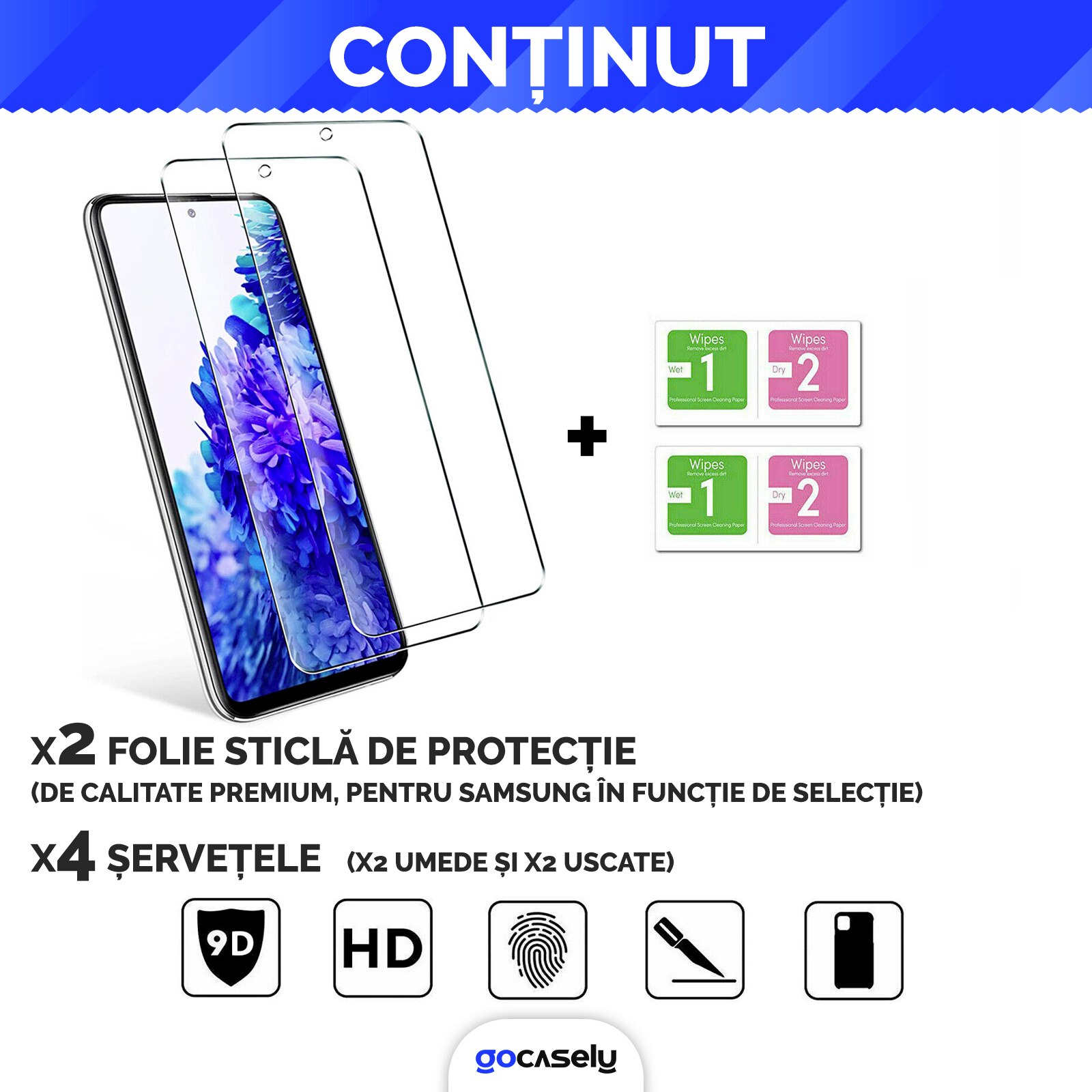Set 2x Folie Sticla pentru Samsung Galaxy S21 Plus 2.5D 9H, Protectie profesionala ecran, Sticla securizata, Anti amprente, Duritate militara, Anti zgarieturi, Ultra HD, Anti socuri