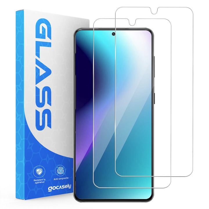 Set 2x Folie Sticla pentru Samsung Galaxy S21 Plus 2.5D 9H, Protectie profesionala ecran, Sticla securizata, Anti amprente, Duritate militara, Anti zgarieturi, Ultra HD, Anti socuri