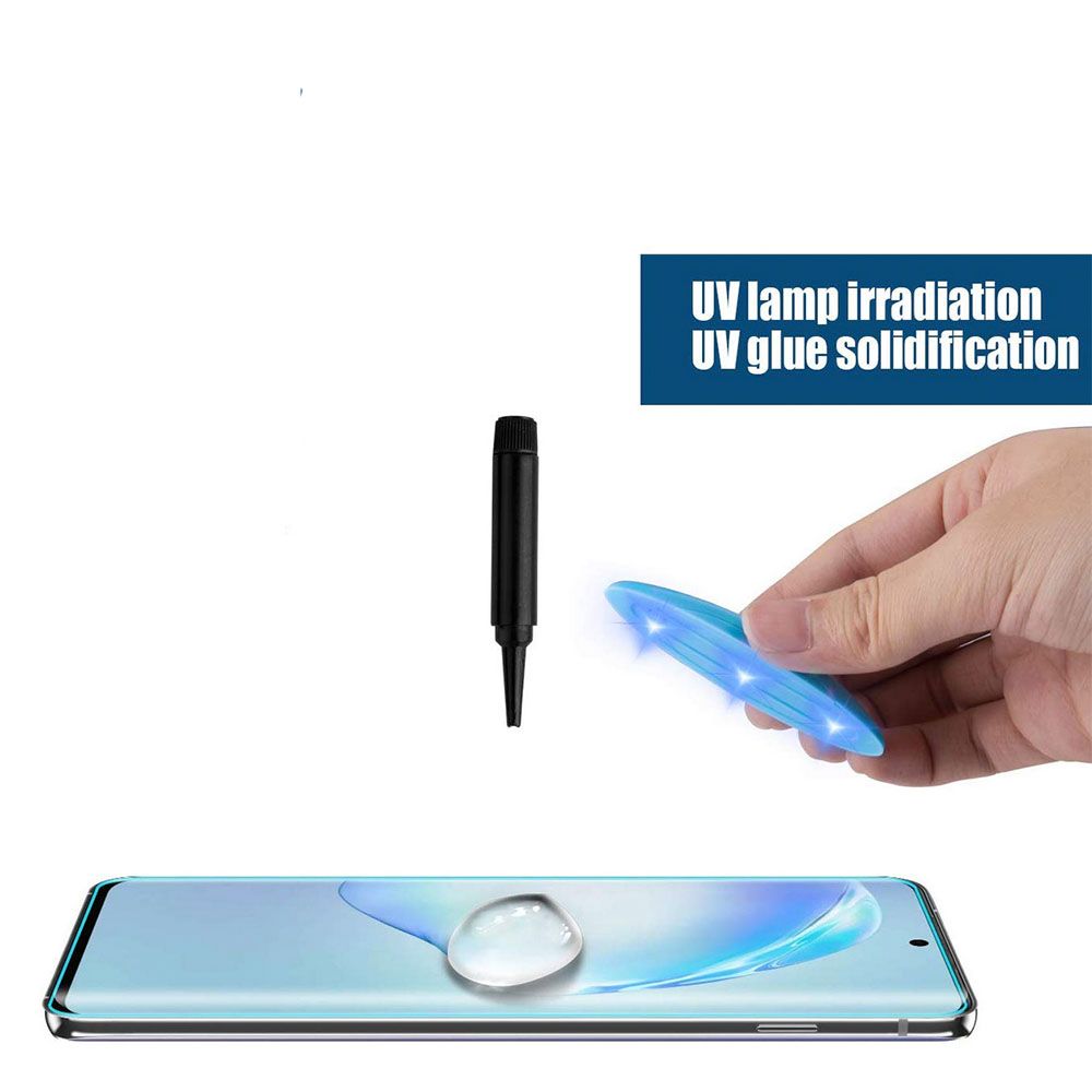 Folie sticla curbata cu adeziv UV Full Glue compatibila Samsung Galaxy S20 PLUS transparenta PROTECT + Instructiuni montare incluse