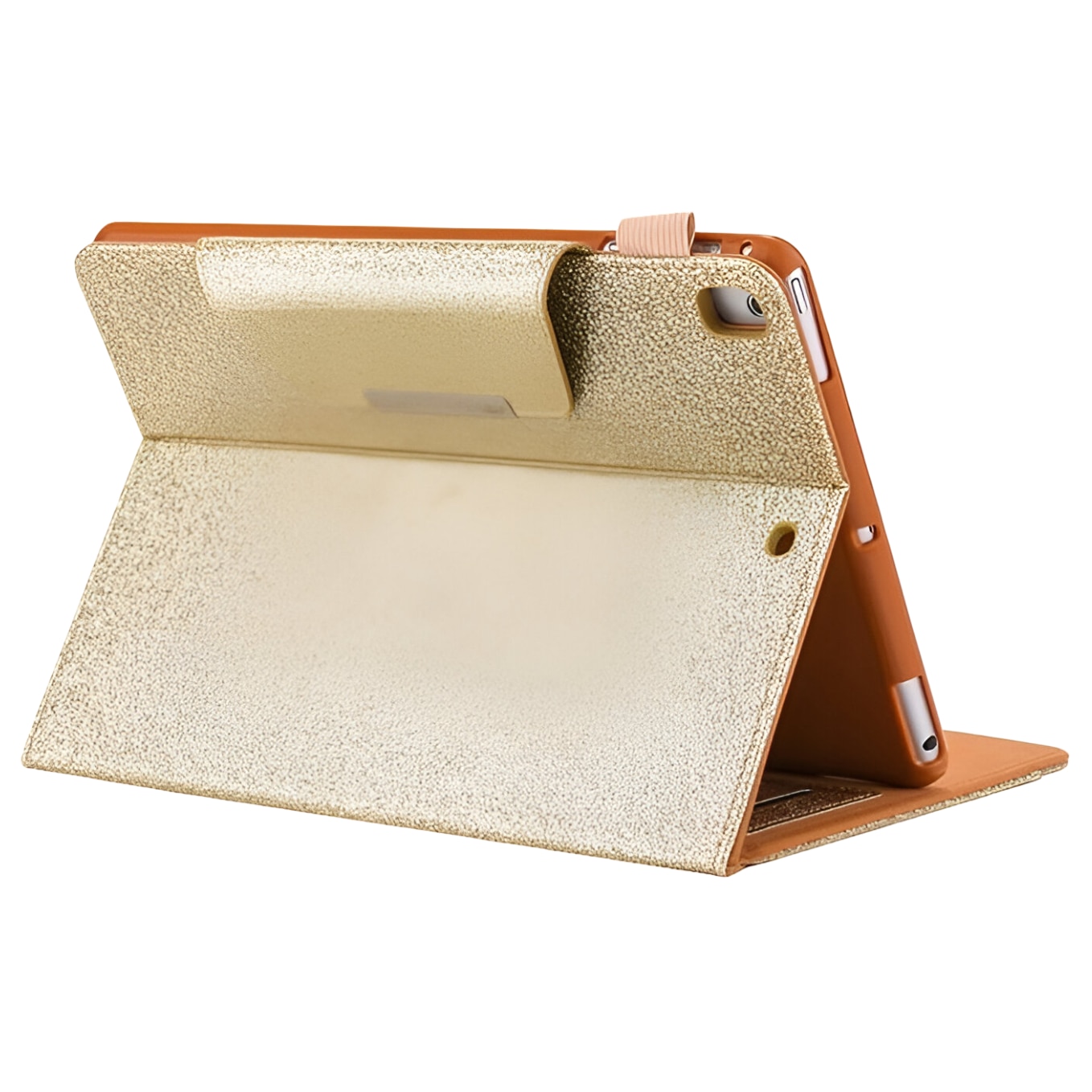 Etui protectie pentru iPad 10.2", Nikcorp, brocat, cu suport, auriu