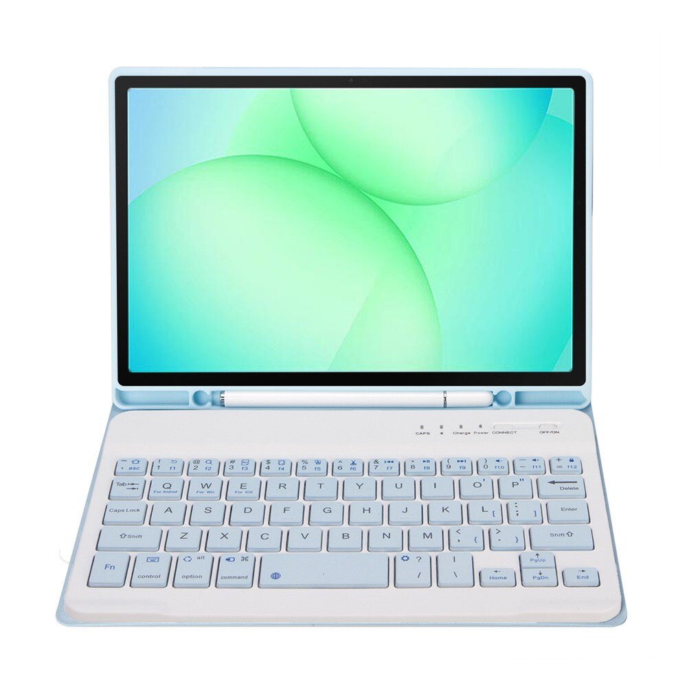 Etui cu tastatura pentru Samsung Galaxy Tab A11, 2 in 1, albastru, cu suport pentru stylus, dimensiuni compacte