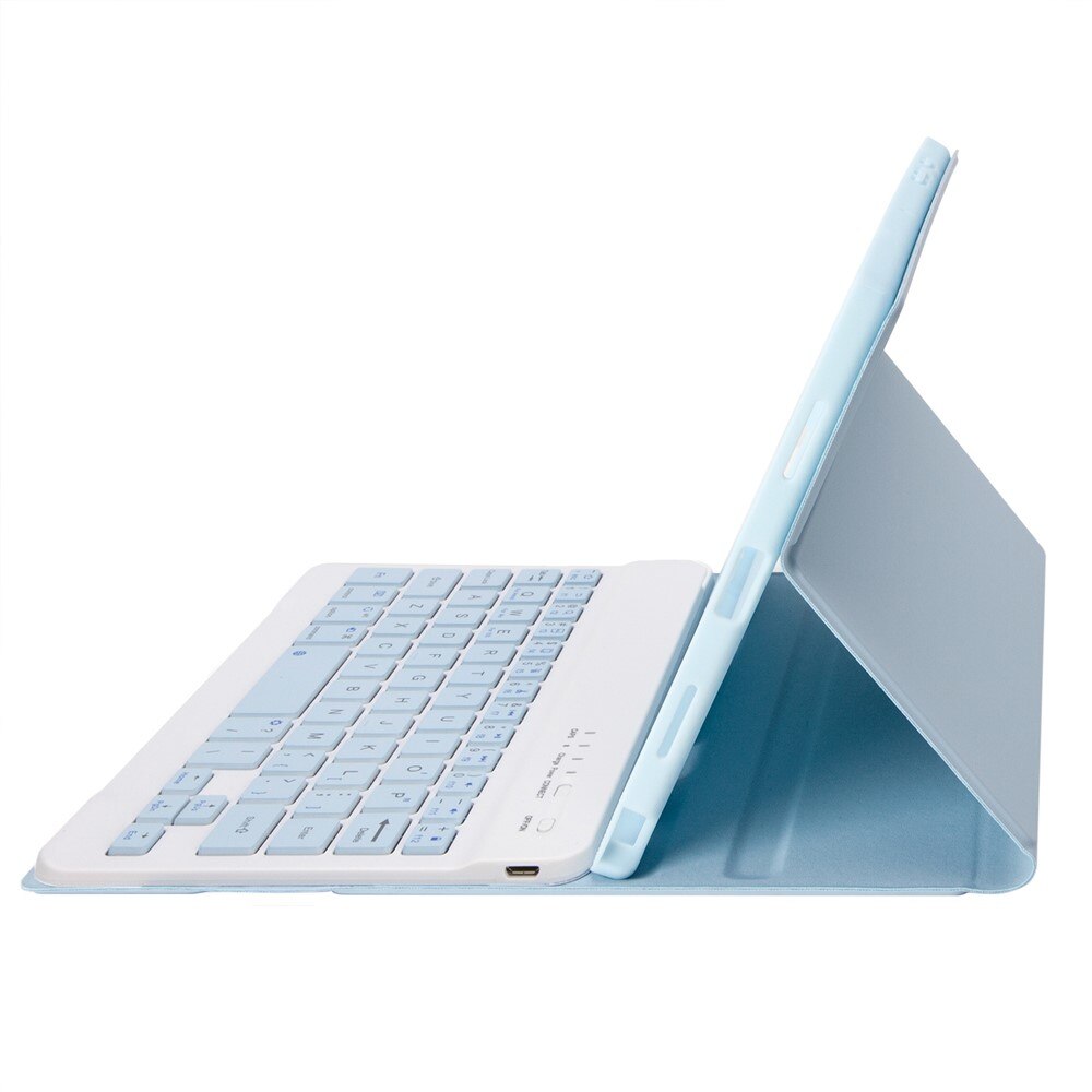 Etui cu tastatura pentru Samsung Galaxy Tab A11, 2 in 1, albastru, cu suport pentru stylus, dimensiuni compacte