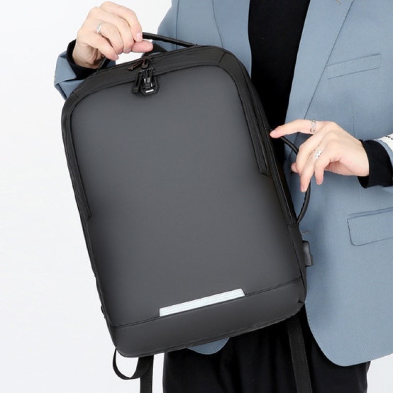 Rucsac laptop 15.6", casual business pentru calatorii, expandabil, cu port de incarcare USB, Escalate, 35x15/20x44 cm, Negru