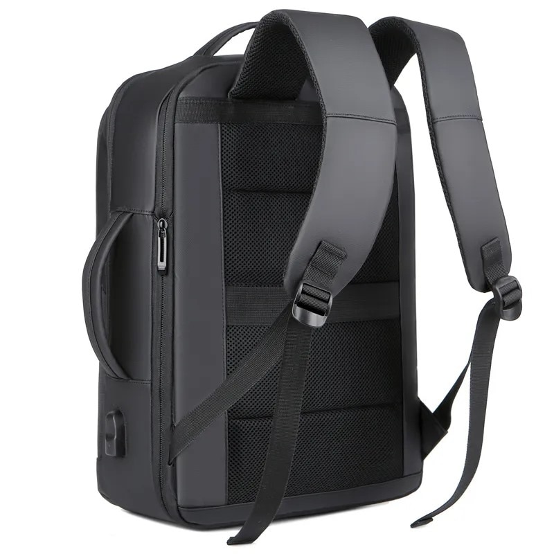Rucsac laptop 15.6", casual business pentru calatorii, expandabil, cu port de incarcare USB, Escalate, 35x15/20x44 cm, Negru