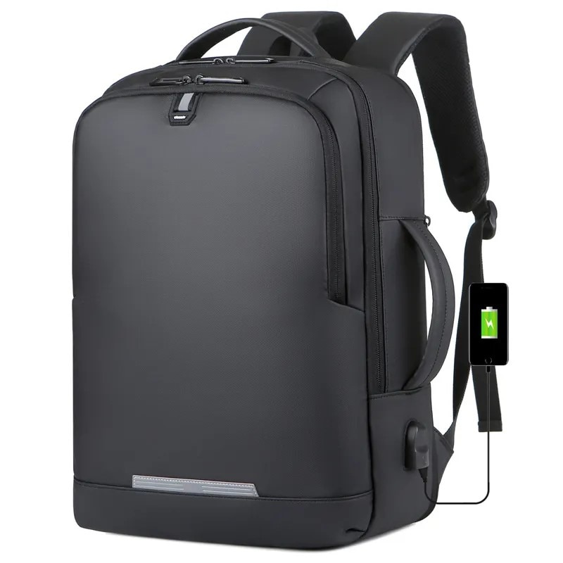 Rucsac laptop 15.6", casual business pentru calatorii, expandabil, cu port de incarcare USB, Escalate, 35x15/20x44 cm, Negru