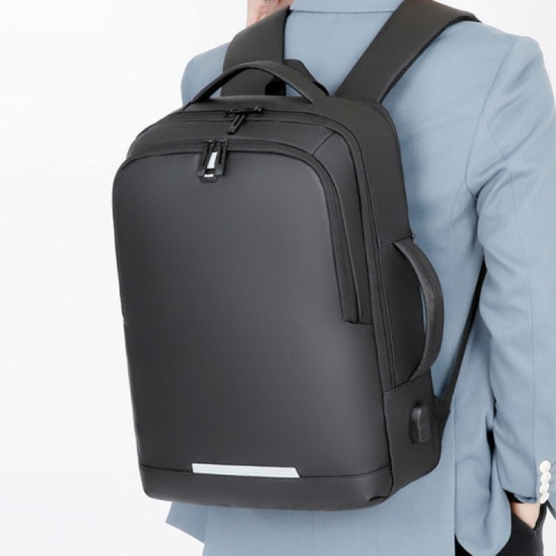 Rucsac laptop 15.6", casual business pentru calatorii, expandabil, cu port de incarcare USB, Escalate, 35x15/20x44 cm, Negru