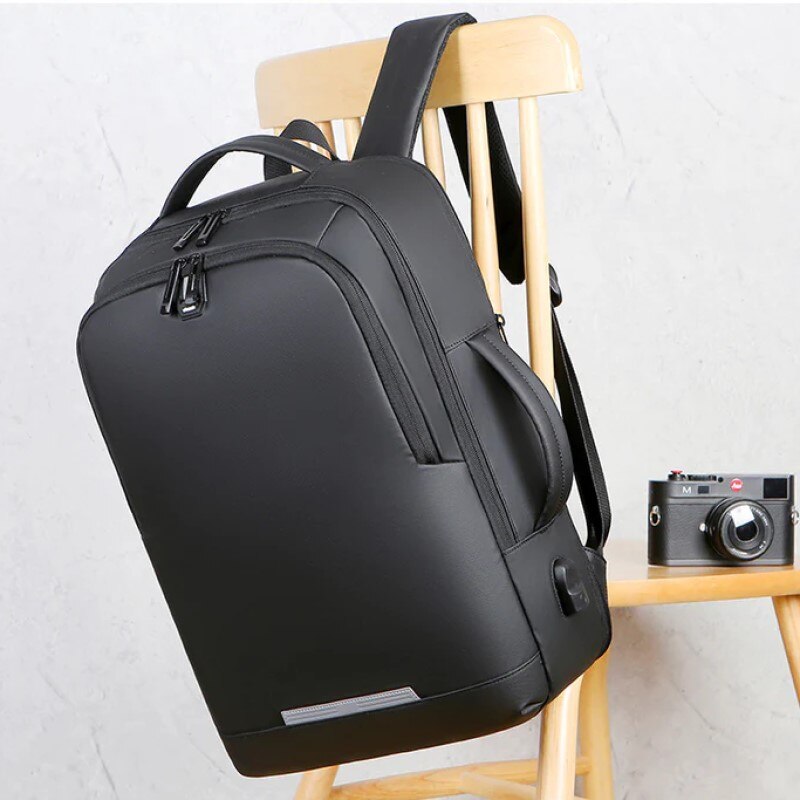 Rucsac laptop 15.6", casual business pentru calatorii, expandabil, cu port de incarcare USB, Escalate, 35x15/20x44 cm, Negru