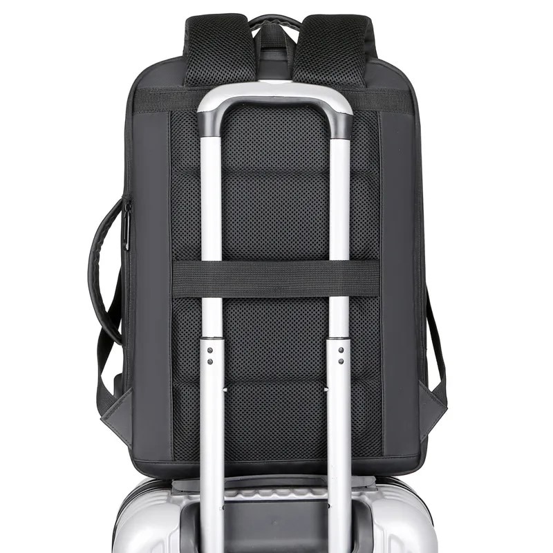 Rucsac laptop 15.6", casual business pentru calatorii, expandabil, cu port de incarcare USB, Escalate, 35x15/20x44 cm, Negru