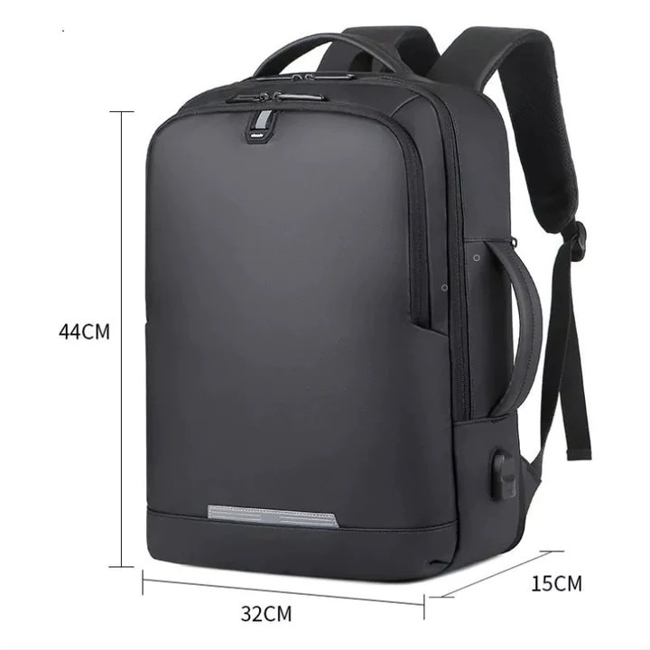 Rucsac laptop 15.6", casual business pentru calatorii, expandabil, cu port de incarcare USB, Escalate, 35x15/20x44 cm, Negru