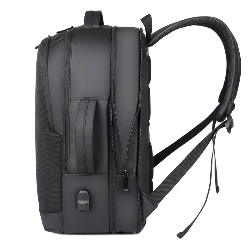 Rucsac laptop 15.6", casual business pentru calatorii, expandabil, cu port de incarcare USB, Escalate, 35x15/20x44 cm, Negru