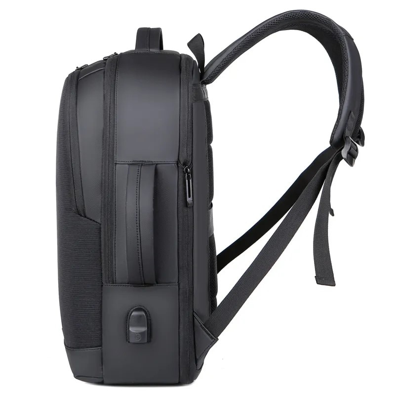 Rucsac laptop 15.6", casual business pentru calatorii, expandabil, cu port de incarcare USB, Escalate, 35x15/20x44 cm, Negru