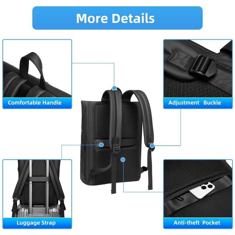 Rucsac laptop 15.6", smart casual, design pelerin, impermeabil, expandabil, cu port USB, GETICS, 32x13.5x43/50 cm, Negru