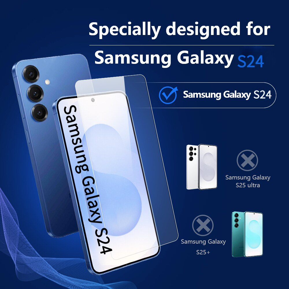 Folie Sticla Securizata pentru Samsung Galaxy S24 [2 Bucati], Protectie Ecran Anti-Zgarieturi [6.2 Inch], cu Servetele de Unica Folosinta