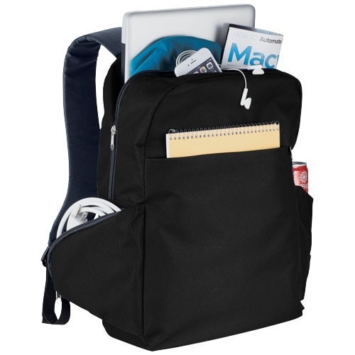 Rucsac Laptop, Everestus, SM, 15.6 inch, 600D poliester, negru, saculet de calatorie si eticheta bagaj incluse