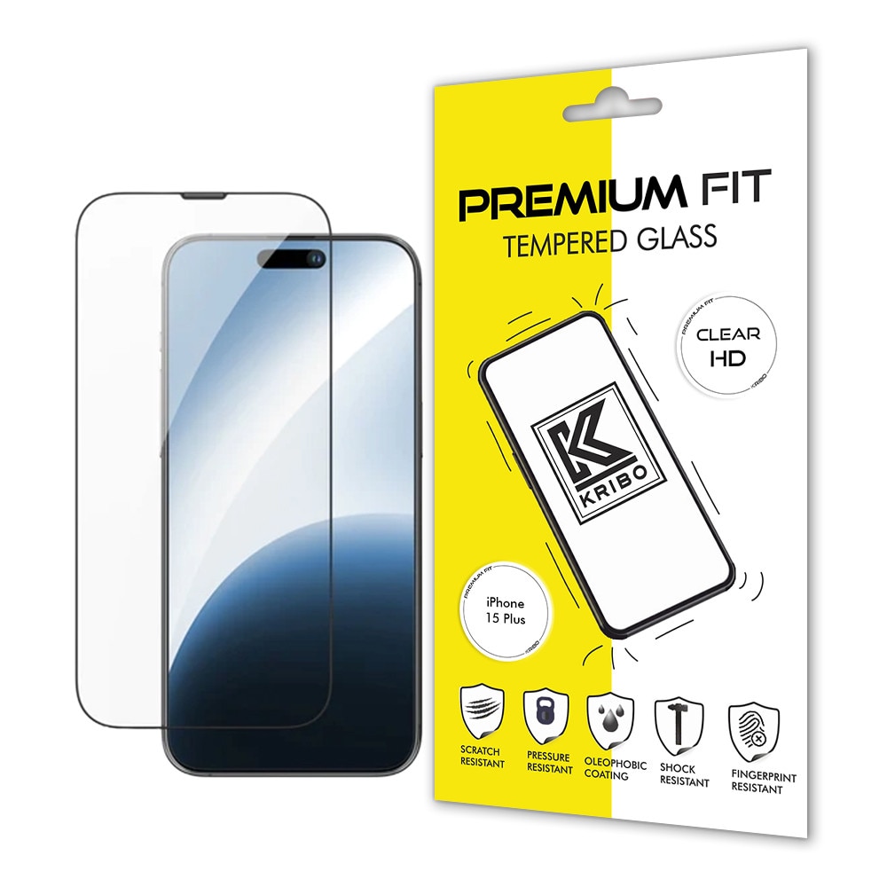 Folie Sticla pentru iPhone 16 Plus / 15 Plus, Kribo Premium Fit cu filtru anti-praf, Transparenta Ultra HD, Protectie Ecran Premium, Full Cover, Full Glue