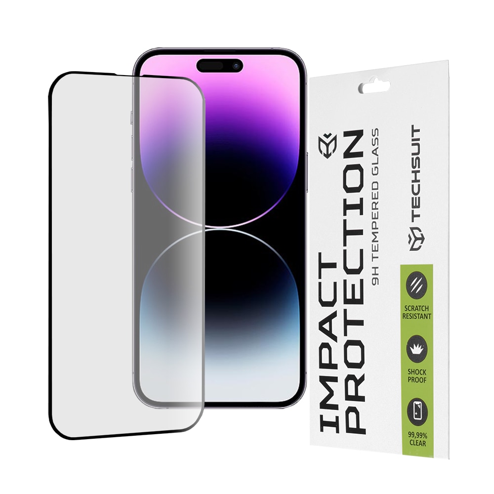 Folie telefon sticla pentru iPhone 14 Pro Max - Techsuit Full Cover / Full Glue - Negru