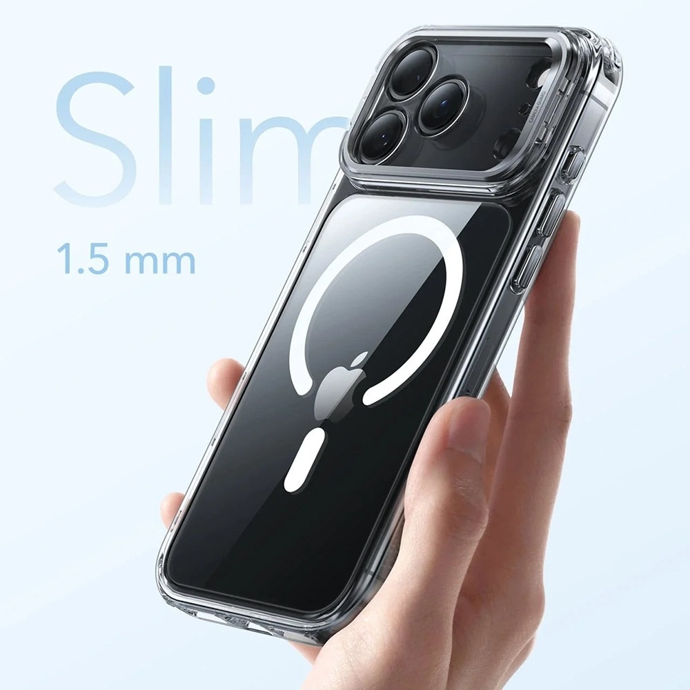Husa pentru Apple iPhone 17 Pro Max ESR Classic Hybrid HaloLock Kickstand, Protectie Camera, MagSafe, Stativ incorporat, Incarcare wireless, Transparent/Negru