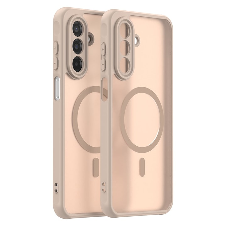 Husa Matte MagSafe pentru Samsung Galaxy A17, protectie completa, contur Bej