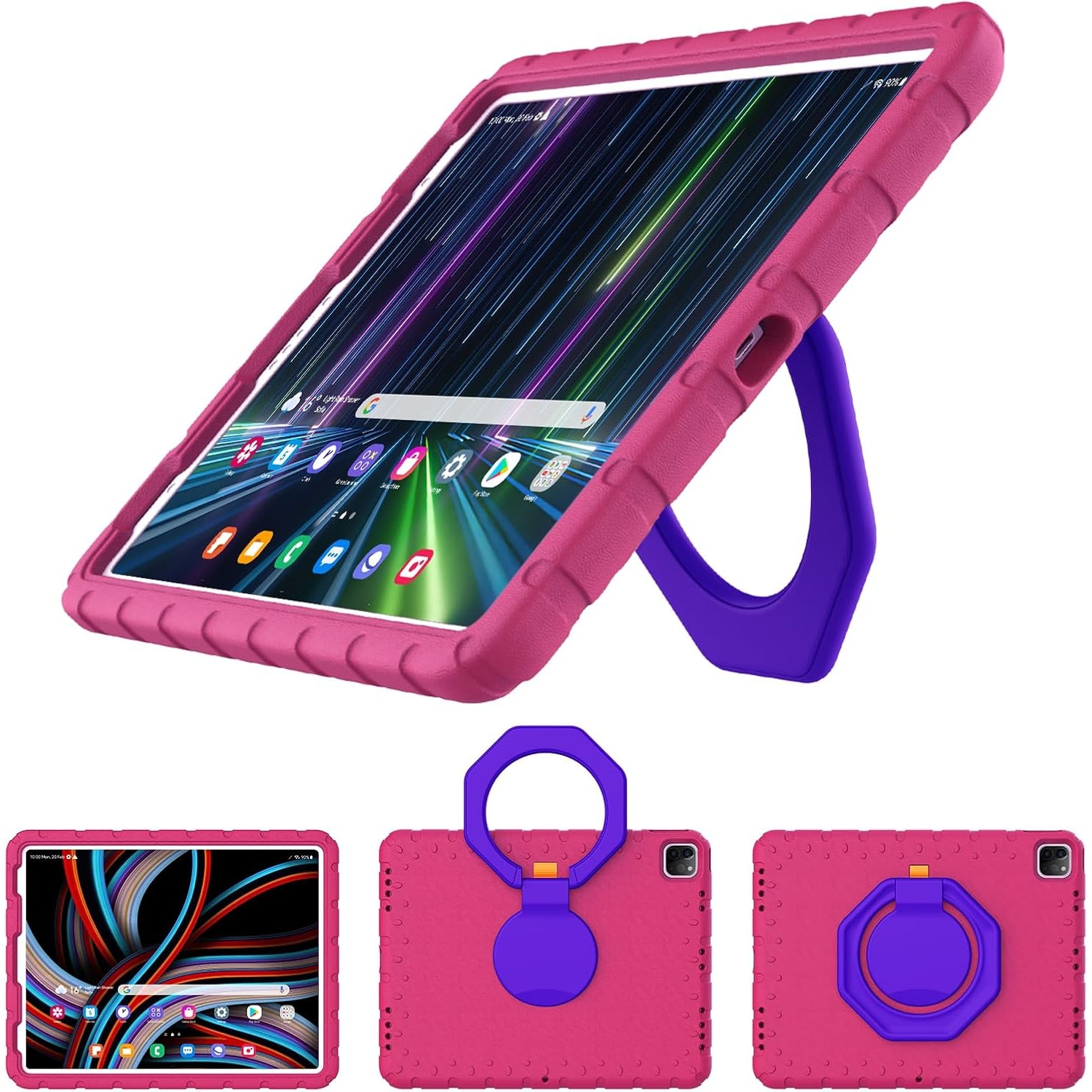 Husa Lotusif pentru iPad Pro 12.9 inch, Suport Rotativ 360, Suport pentru Creion, Roz Aprins