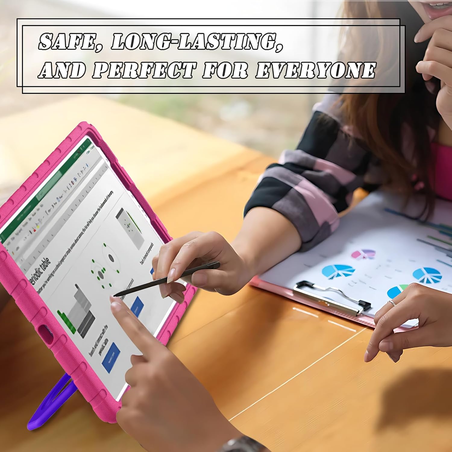 Husa Lotusif pentru iPad Pro 12.9 inch, Suport Rotativ 360, Suport pentru Creion, Roz Aprins