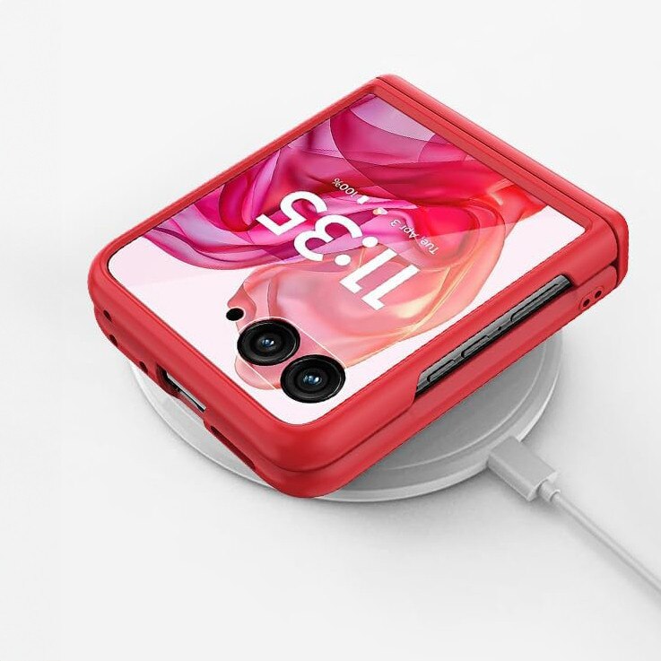 Etui pentru Motorola Razr 60 Ultra, Glitter PC Case, cu sticla si suport, rosu
