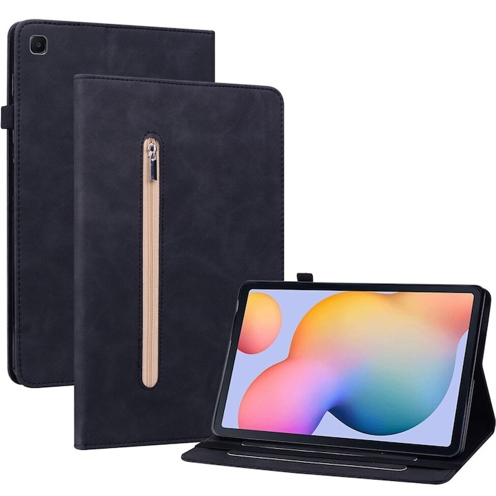 Husa compatibila cu Samsung Galaxy Tab S6 Lite, XGSM, Cu suport de pix, Negru