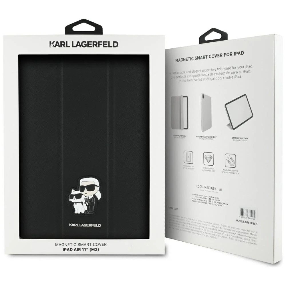 Husa pentru iPad Air 11 (2024) - Karl Lagerfeld Saffiano Magnetic Karl &Choupette (KLFC11RM24SAKCK) - Black