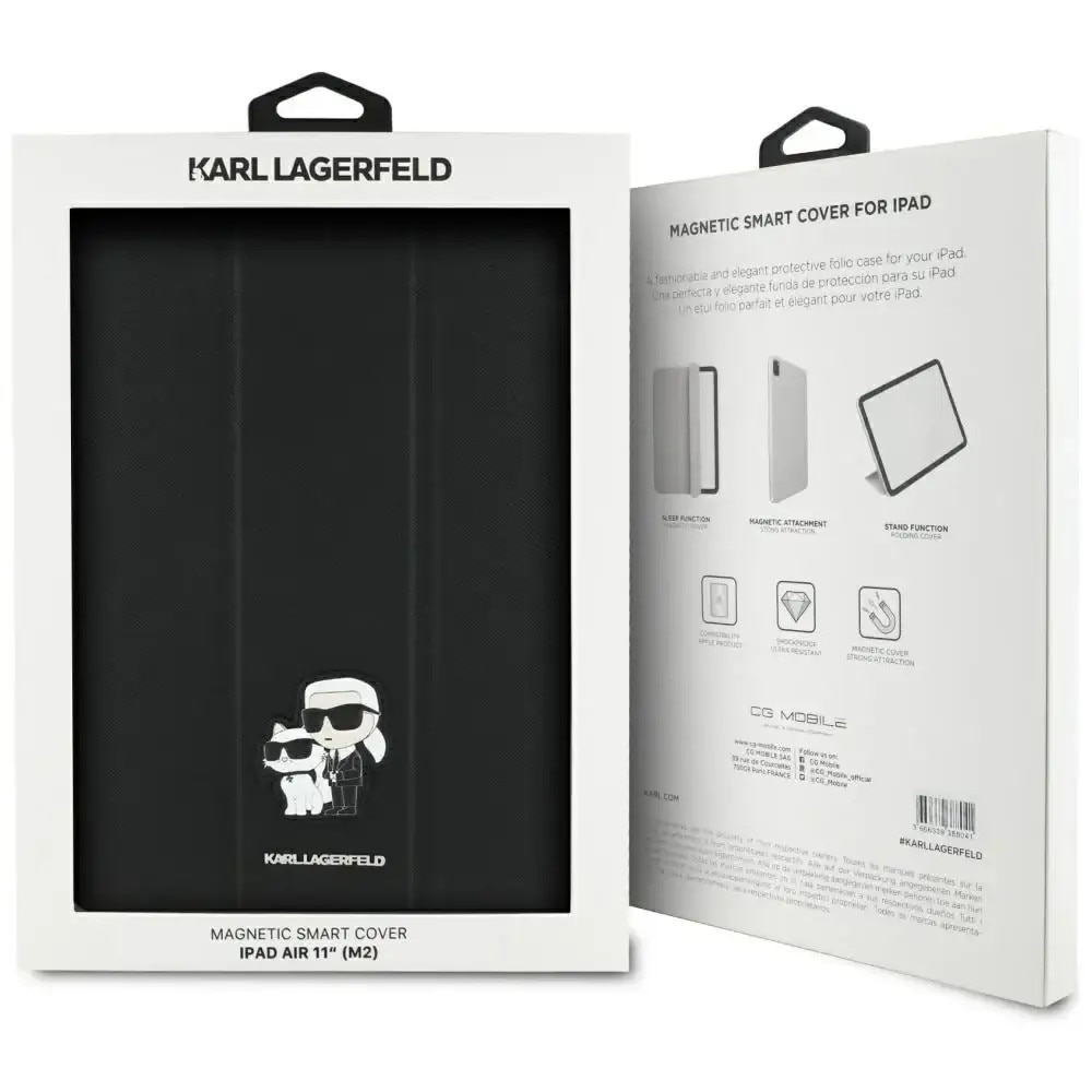 Husa pentru iPad Air 11 (2024) - Karl Lagerfeld Saffiano Magnetic Karl &Choupette (KLFC11RM24SAKCK) - Black