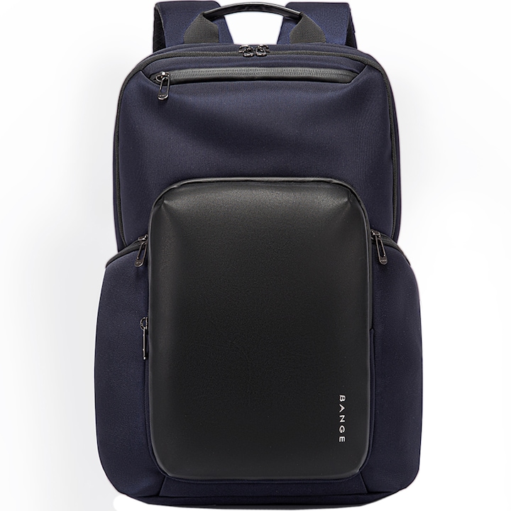 Rucsac laptop 15.6 inch, cu port USB, si USB-C, rezistent la apa, sistem fixare pe valiza, buzunar antifurt, BANGE, BG7712NY, Albastru