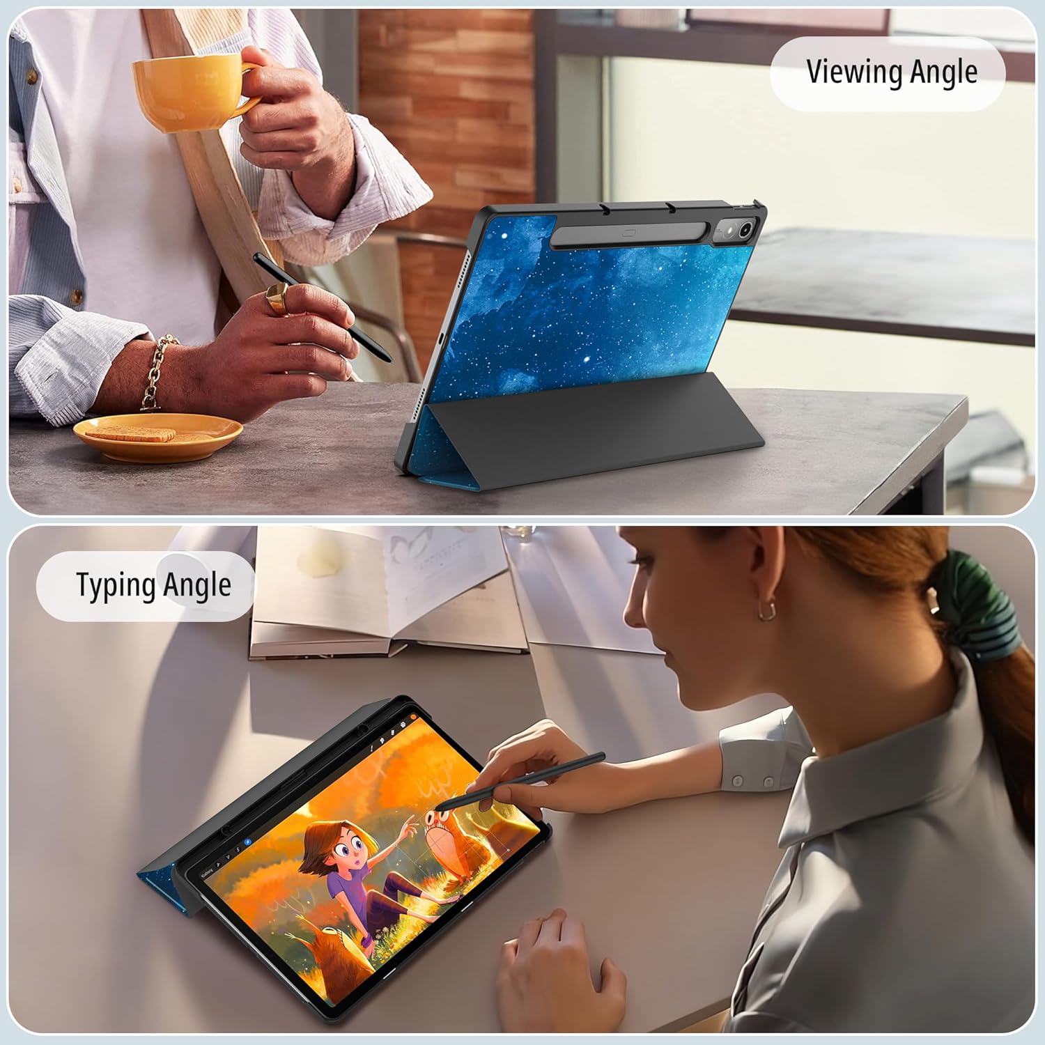 Husa Slim Sigloo, Smart Cover, Trifold, pentru Lenovo Tab P11 Pro( 2nd Gen), (TB-132FU/TB-138FU), 11.2", Star Light