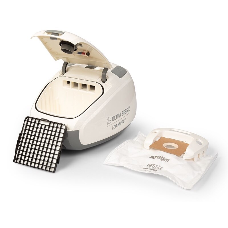Aspirator cu sac Fantom SS 2400, ultra silentios, 4 l, 850W, Filtru HEPA, Crem