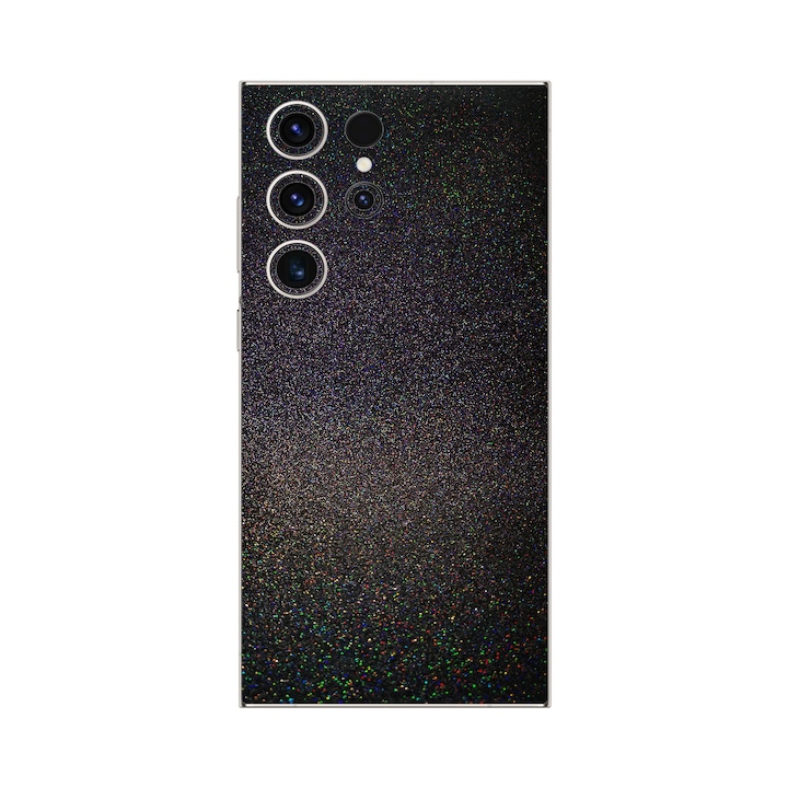 Folie iSkinz pentru Samsung Galaxy S23 Ultra 5G - Black Galactic Gold 360 Cut, Skin Adeziv Full Body Cover, Protectie Carcasa Spate si Laterale