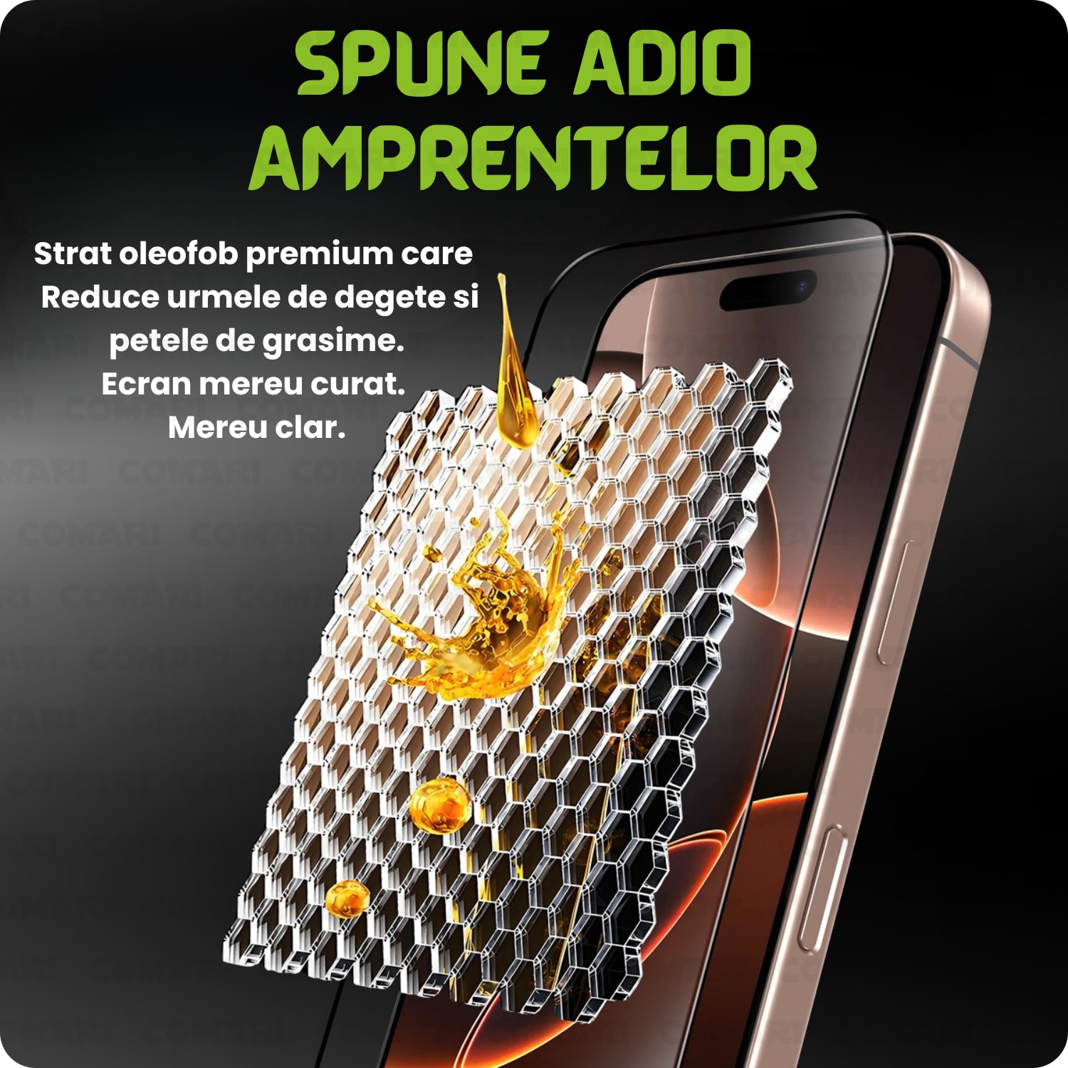 Folie de protectie pentru Samsung Galaxy S24 Ultra Comari® CrystalTouch, compatibila cu senzor de amprenta, sticla securizata 9H, claritate HD, transparenta