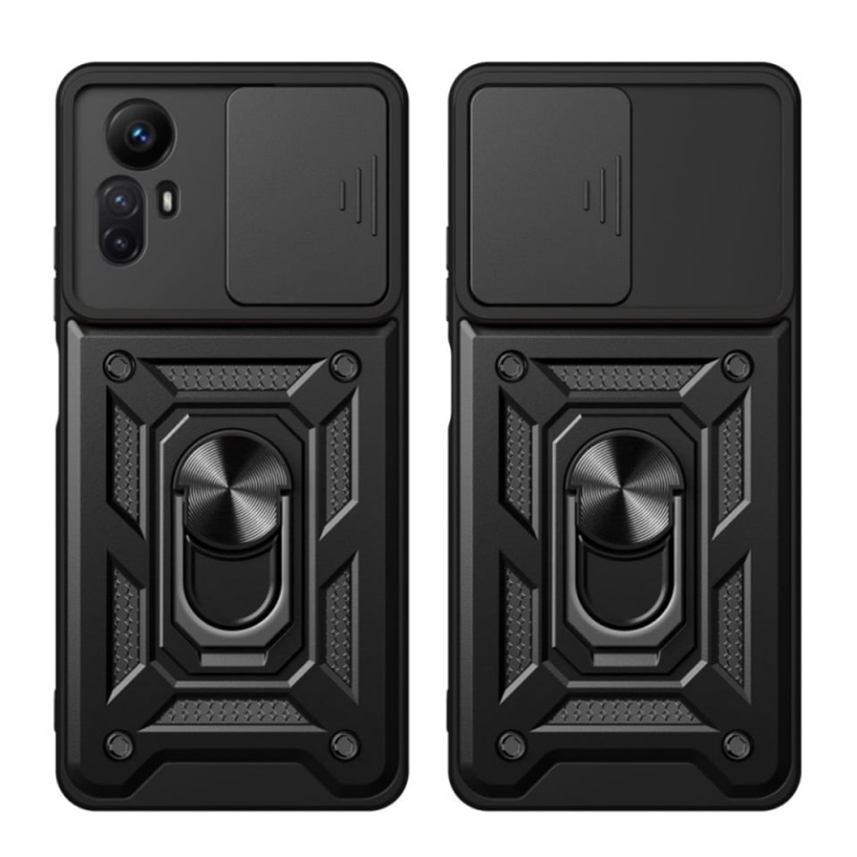 Husa pentru Xiaomi Redmi Note 12S, SKYDDAR INNOVATION, CamShield, Inel magnetic, set cu sticker, Negru