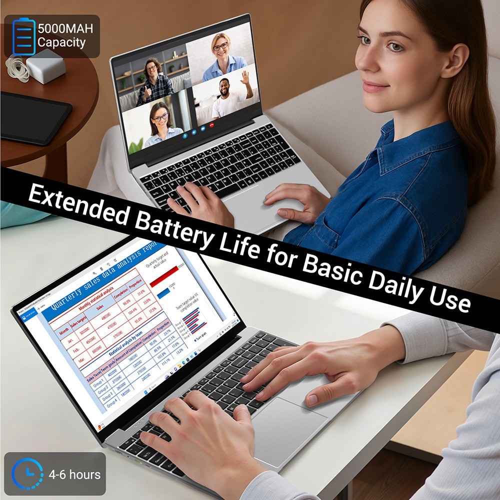 Laptop 14" cu procesor Intel Celeron N4120, 8GB RAM, 512GB SSD, 1920*1080 FHD, Windows 11 Pro, Intel® UHD Graphics 600, 5GHz Wifi, 5000mAh, Argintiu