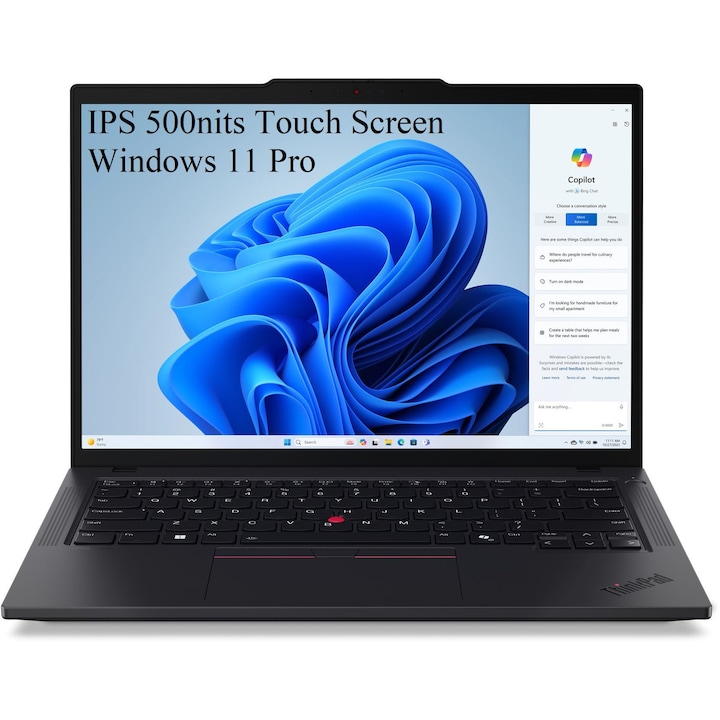 Laptop Lenovo ThinkPad T14 Gen 5 (Intel), 14" WUXGA 1920x1200 IPS 500nits Touch Screen, Intel Core Ultra 5 135U 12-core, 16GB DDR5, 1TB SSD m2 PCIe, Intel Graphics, Windows 11 Pro, 1.38 kg. Black