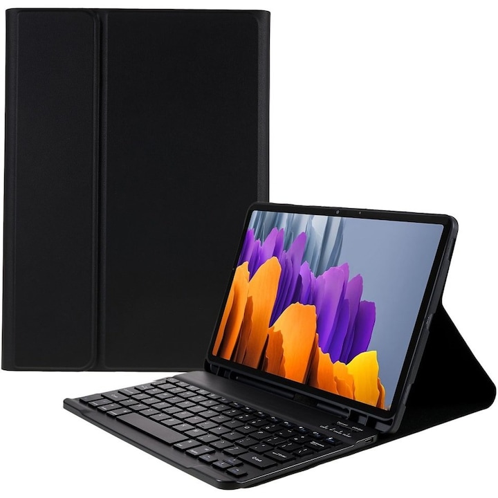 Husa tableta cu tastatura, XGSM, Pentru Samsung Galaxy Tab S7 T870/T875 / S8, Slot stilou, Negru