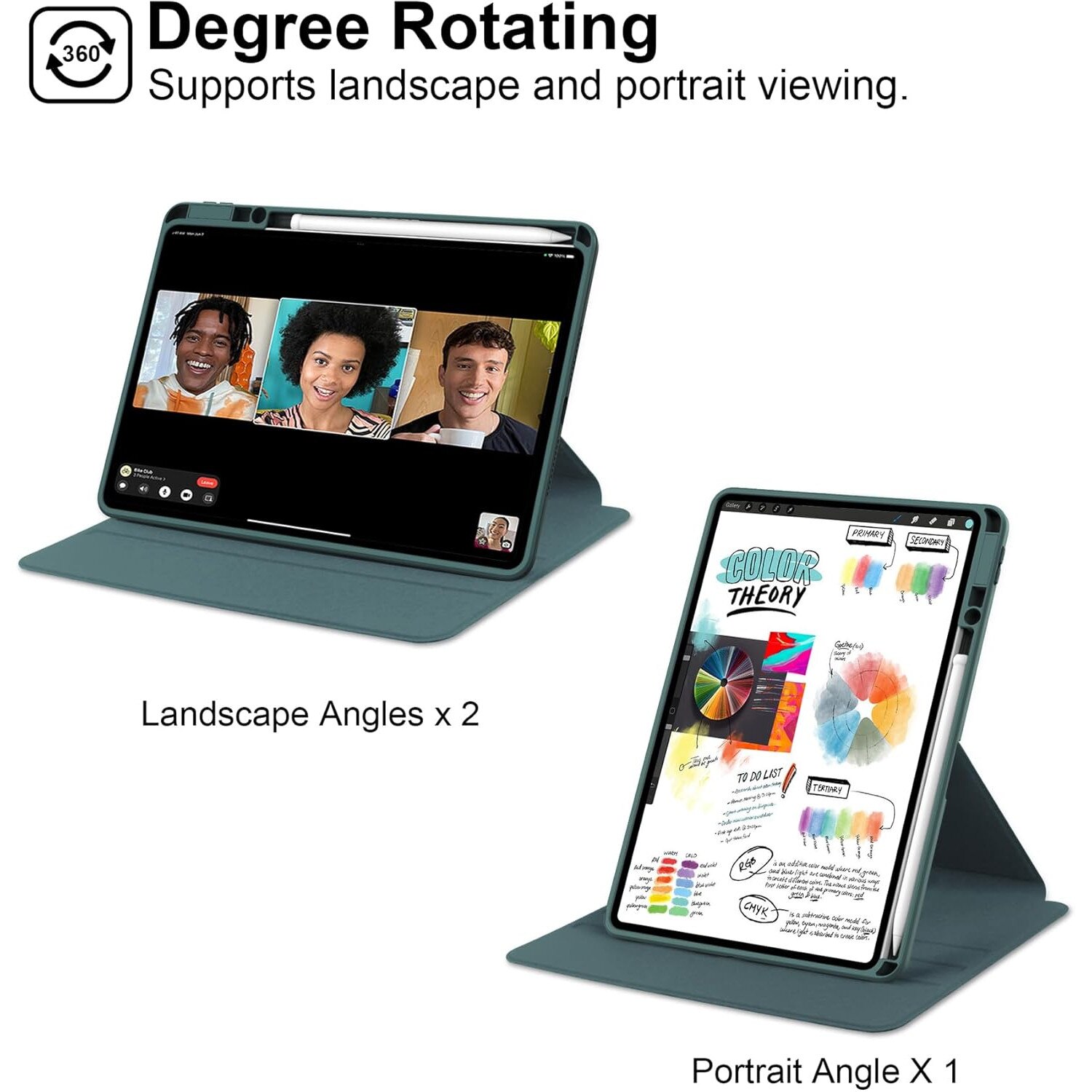 Husa de protectie, Omelivon, Pentru tableta 12.3", Verde inchis