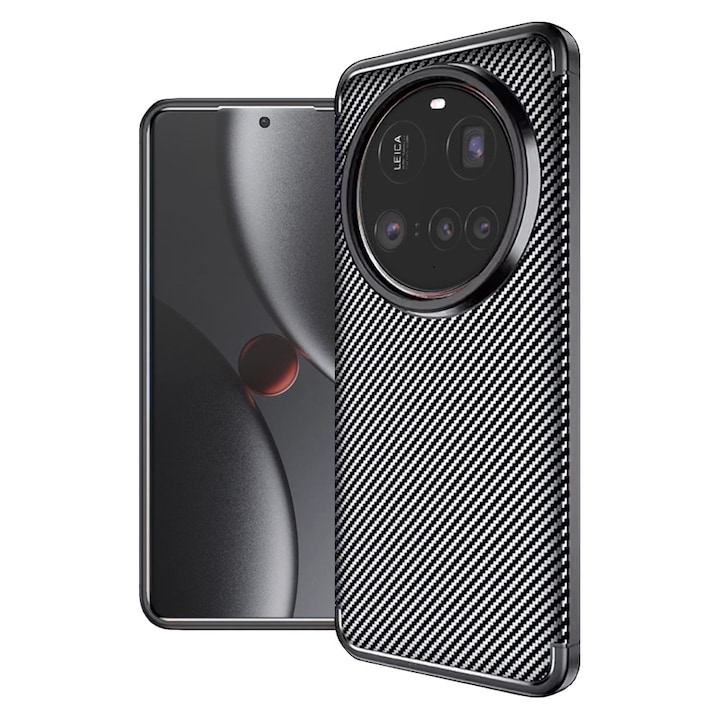 Husa de protectie pentru Xiaomi 15 Ultra Auto Focus Slim Anti-Scratch cu fibra de carbon si protectie lentile - Negru denim