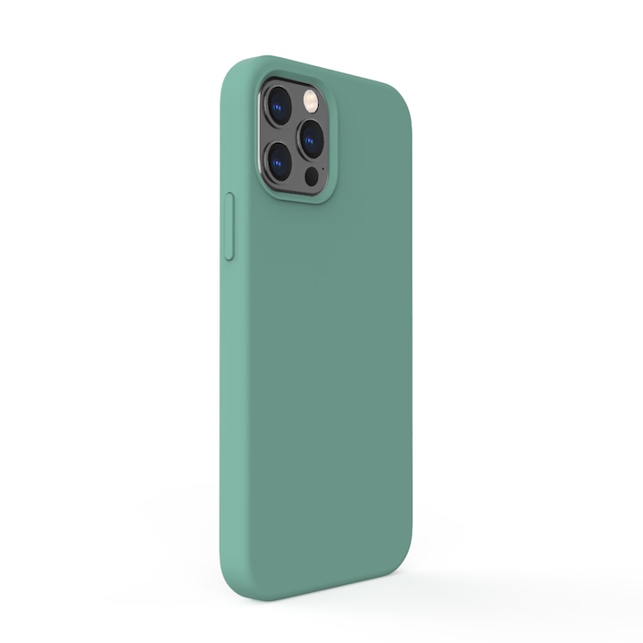 Husa Lemontti Liquid Silicon compatibila cu iPhone 12 Pro Max, Forest Green
