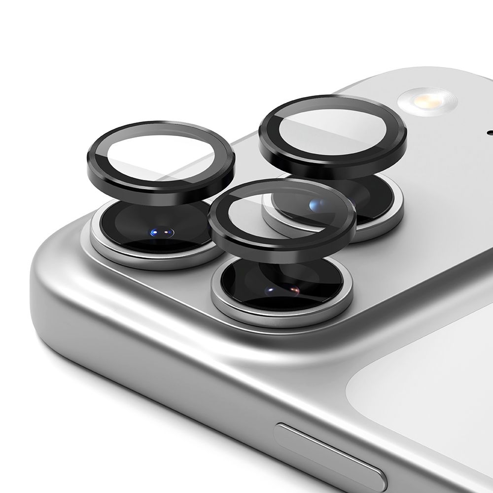 Set 2 protectii camera foto Ringke Camera Frame, Kit montare inclus, compatibil cu iPhone 17 Pro / 17 Pro Max, Negru