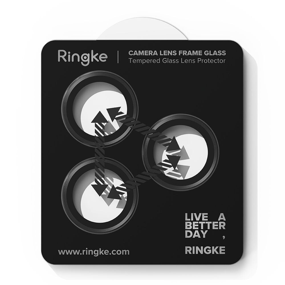 Set 2 protectii camera foto Ringke Camera Frame, Kit montare inclus, compatibil cu iPhone 17 Pro / 17 Pro Max, Negru