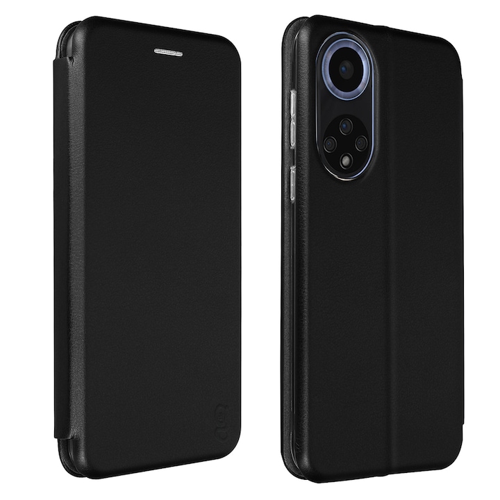 Husa pentru Huawei Nova 9 - Flip carte, inchidere magnetica, buzunar card si video stand, Gekko Elegance - Neagra